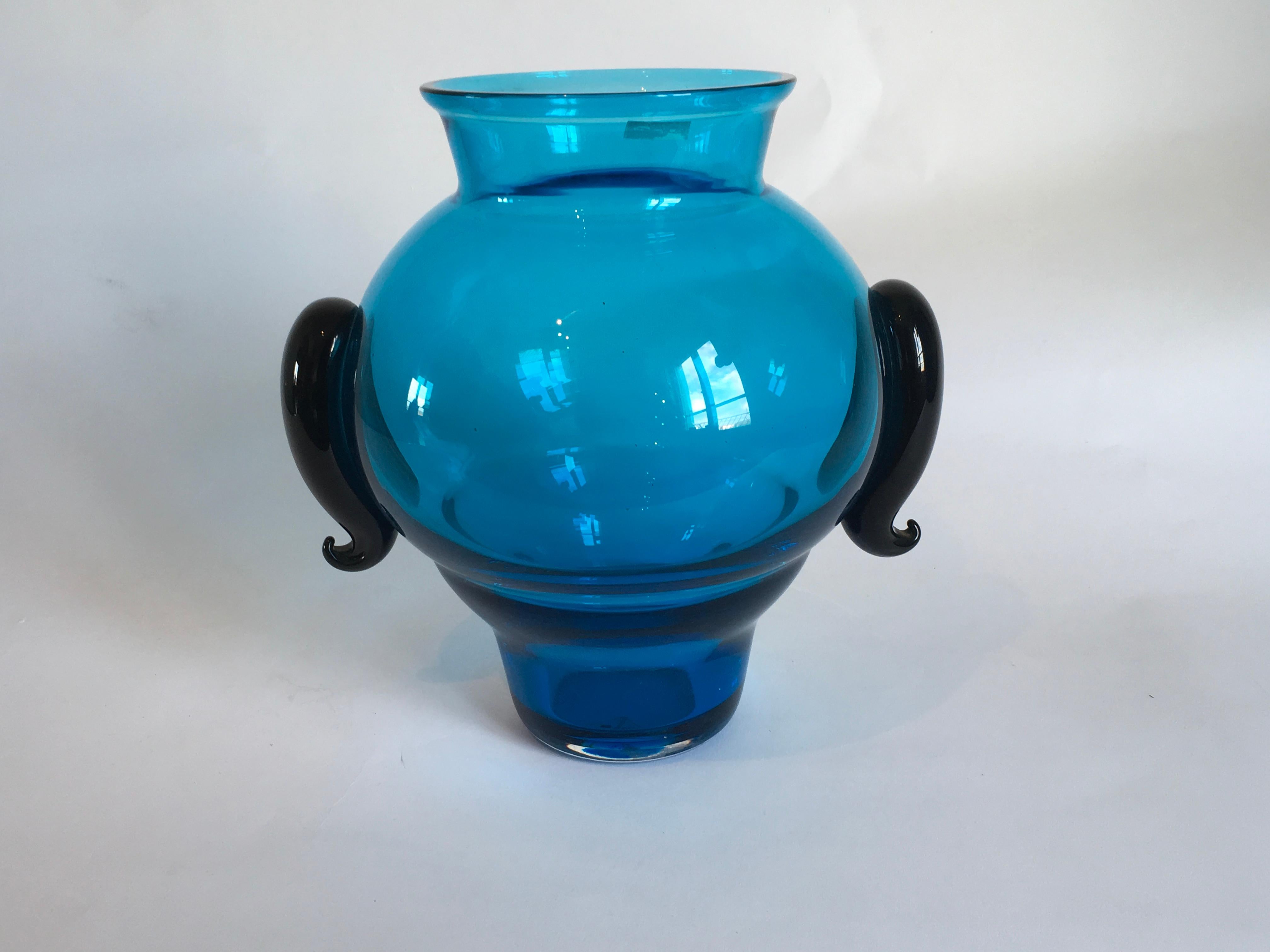 Late 20th Century Italian Murano Glass Vase Bicorno Model by Barovier & Toso.