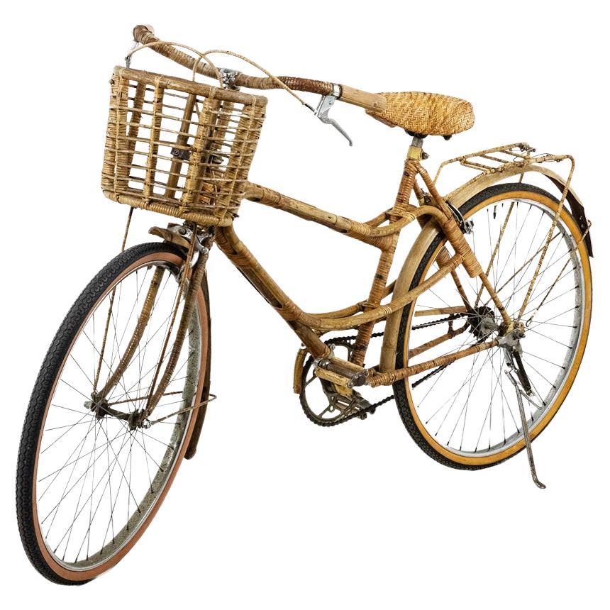 Bicycle decorated with bamboo and rattan. Handcrafted in the 1970s.