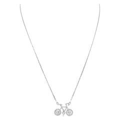Vintage Bicycle Pendant in 18k White Gold