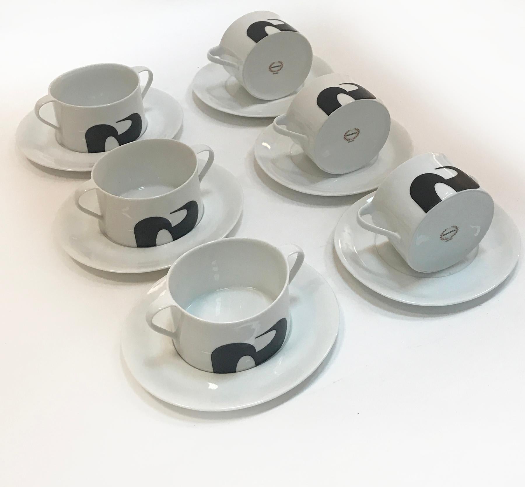 Porcelain Bidasoa Set Painted by Artist Manuel Barbadillo, Spain, circa 1965 For Sale