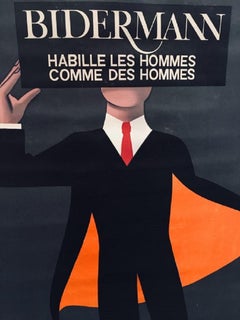 Bidermann, Robe habillée pour hommes comme des hommes par Savignac Affiche vintage d'origine