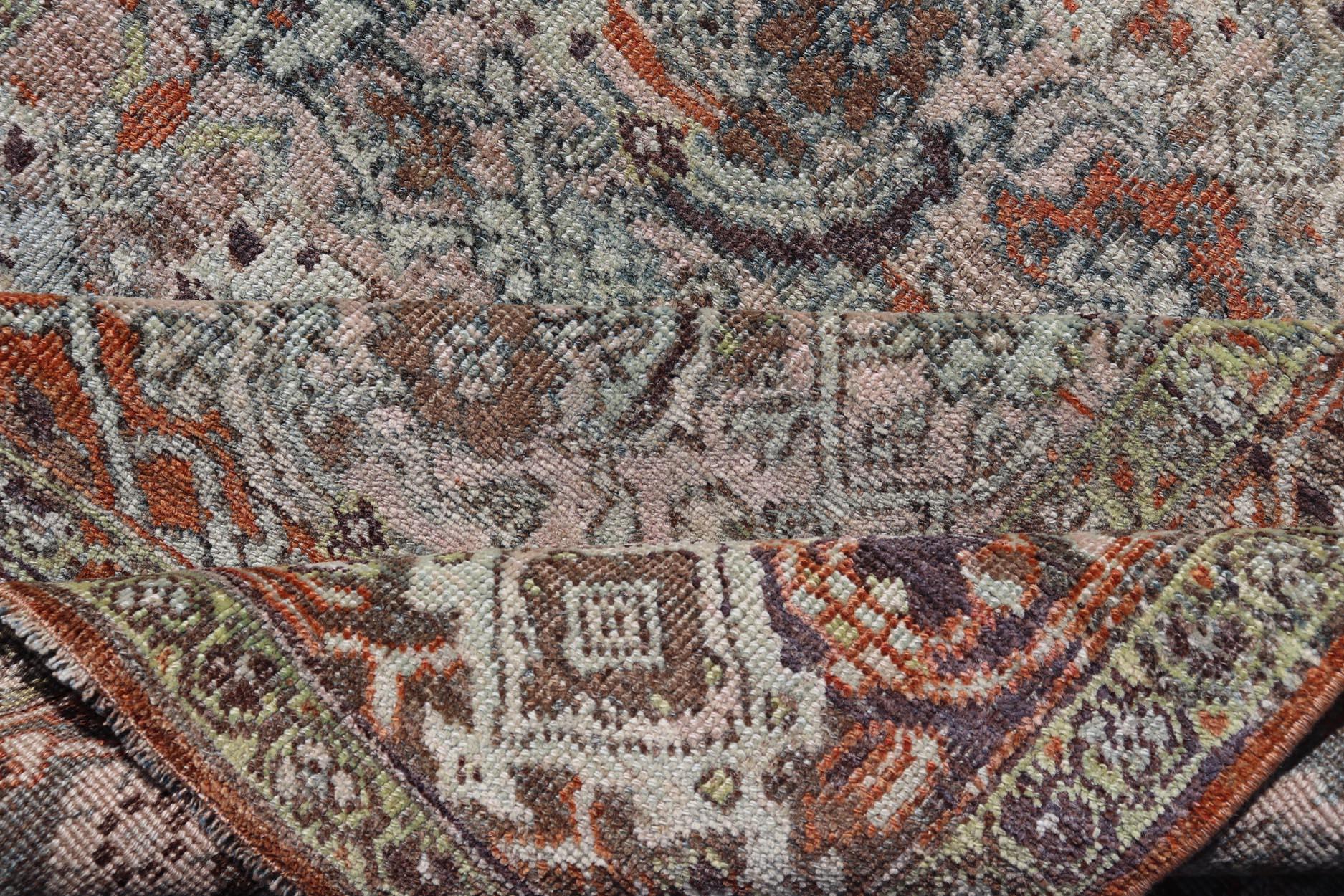 Bidjar Tapis persan ancien à motifs floraux et géométriques complexes 4'6 x 8'1 en vente 4