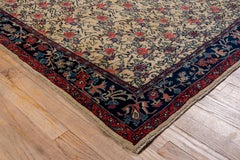Bidjar Antique Rug in Khaki Allover Field with Deep Red Blue Border