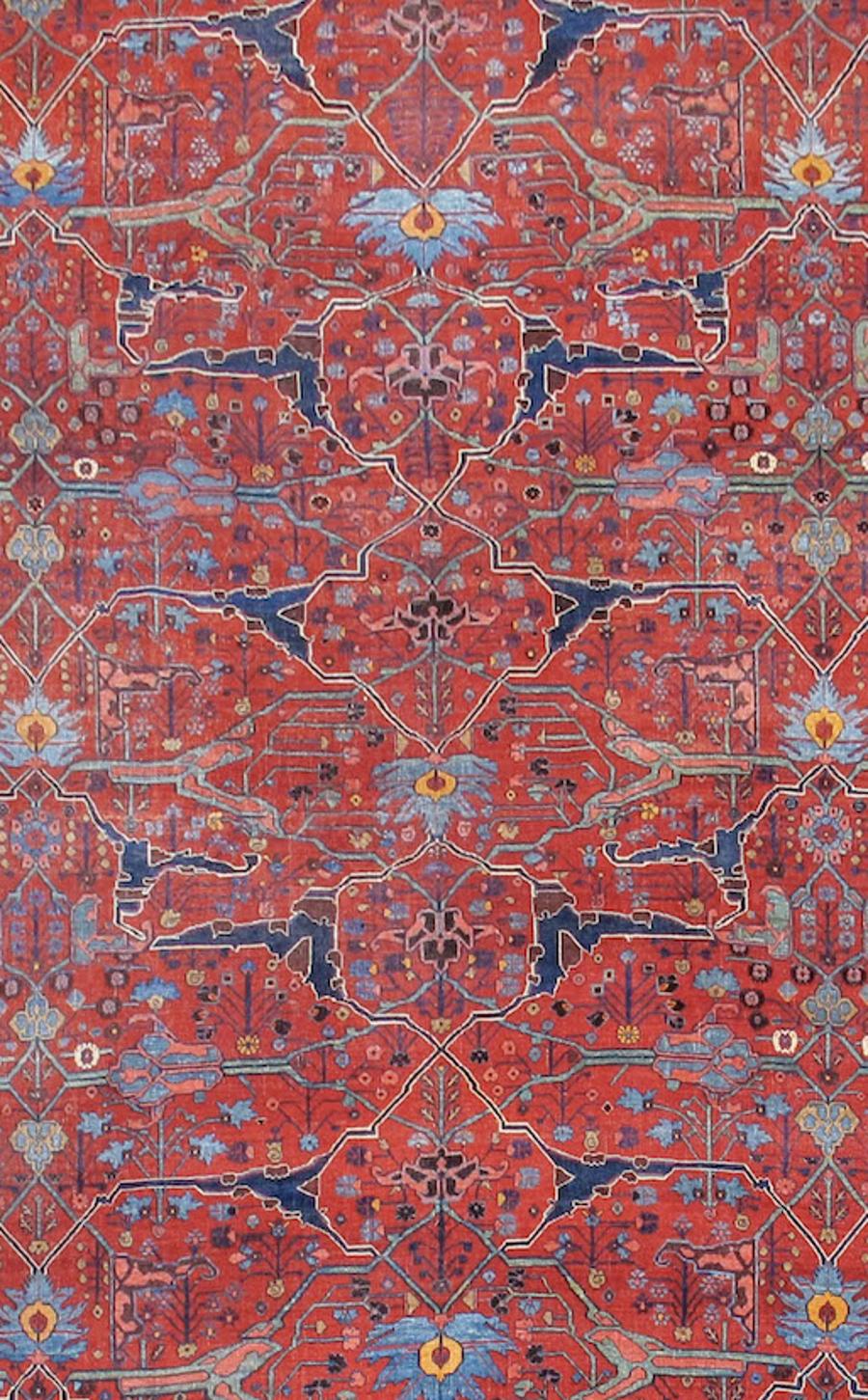 Hand-Knotted Large Oversized Antique Persian Bidjar Carpet, Late 19th Century For Sale