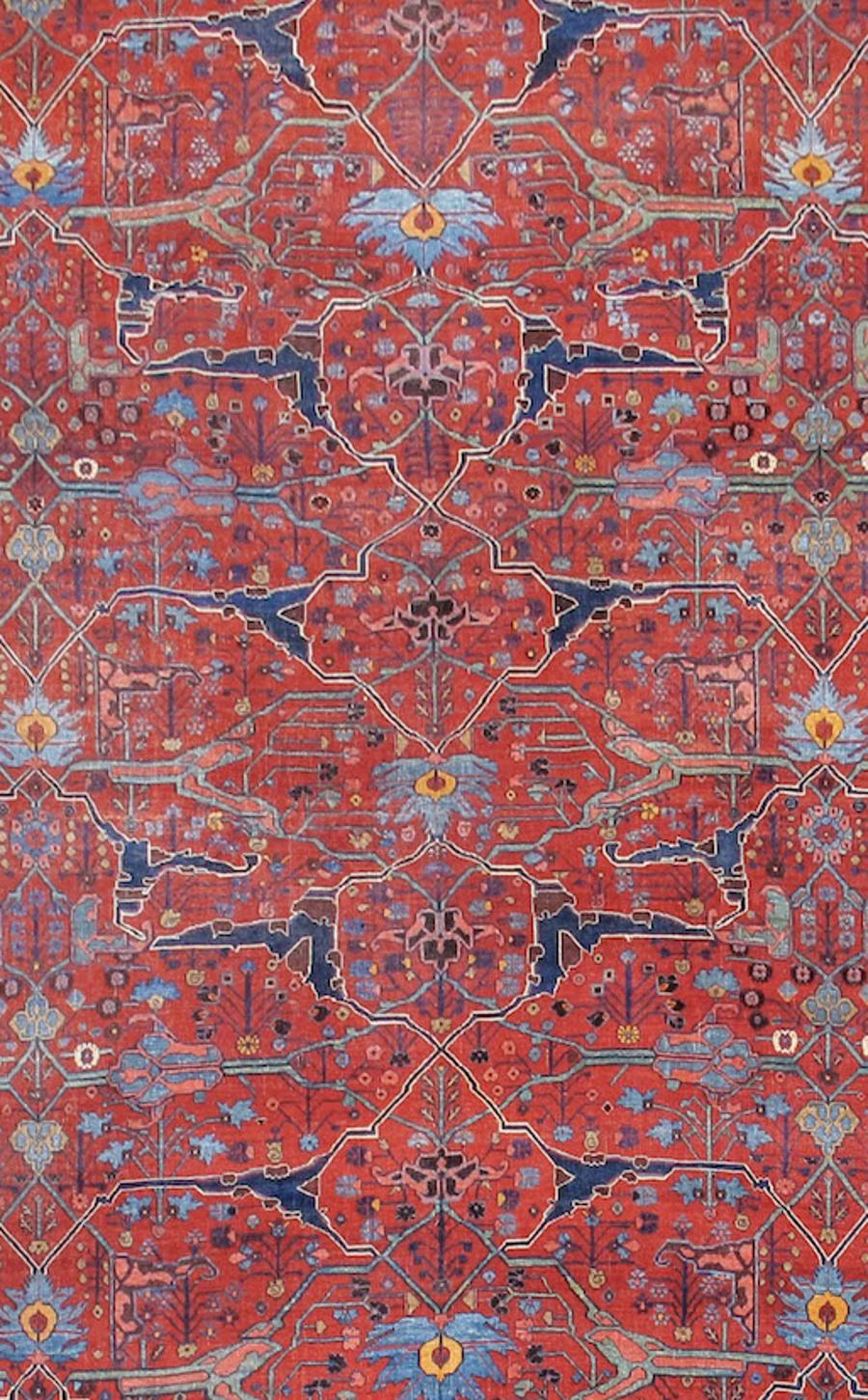 Hand-Woven Large Oversized Antique Persian Bidjar Carpet, Late 19th Century For Sale