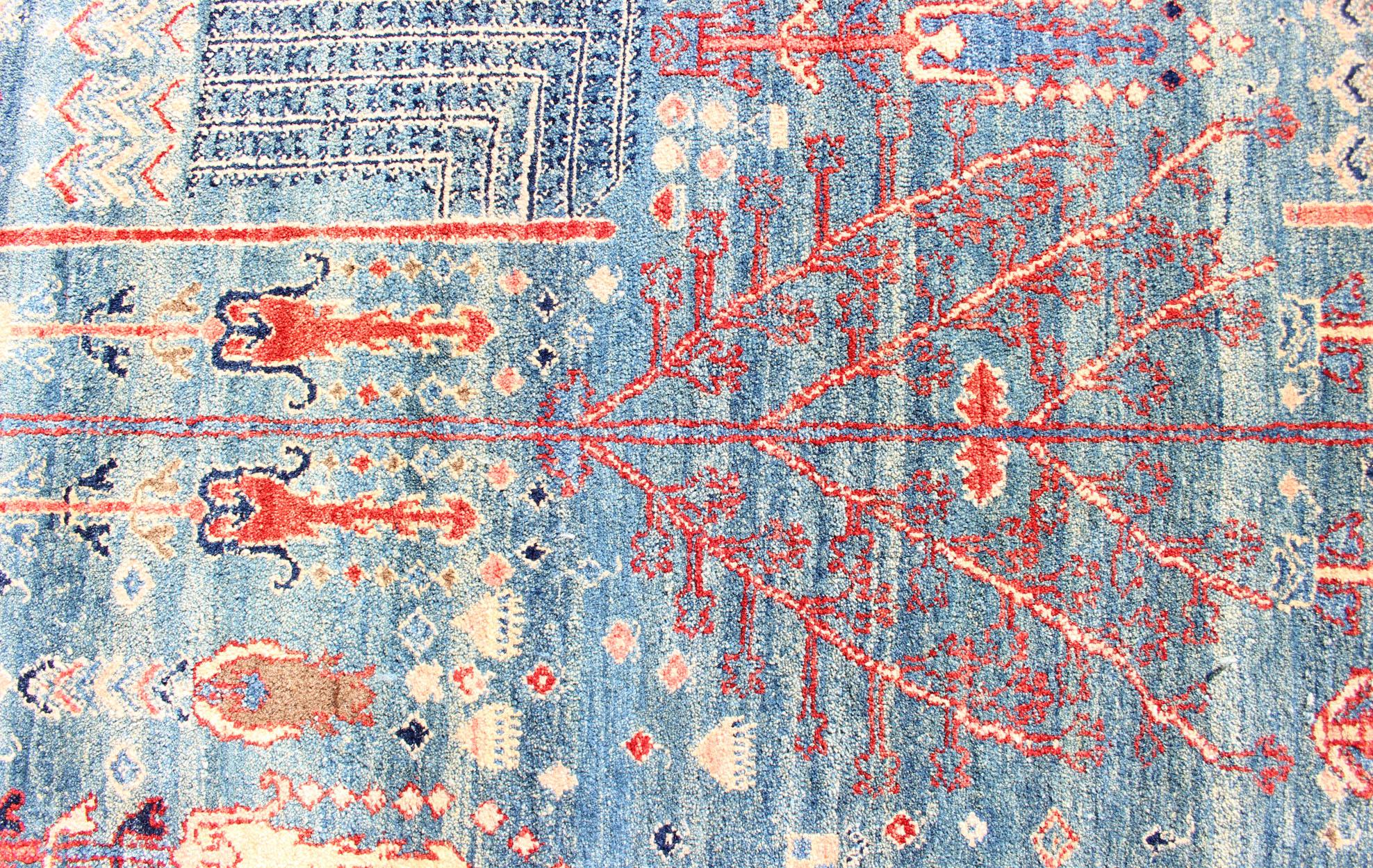 Tapis Bidjar Design avec fond bleu ciel et motifs de jardins complexes11'9 x 18'0 en vente 5