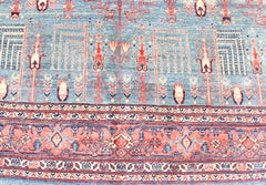 Tapis Bidjar Design avec fond bleu ciel et motifs de jardins complexes11'9 x 18'0