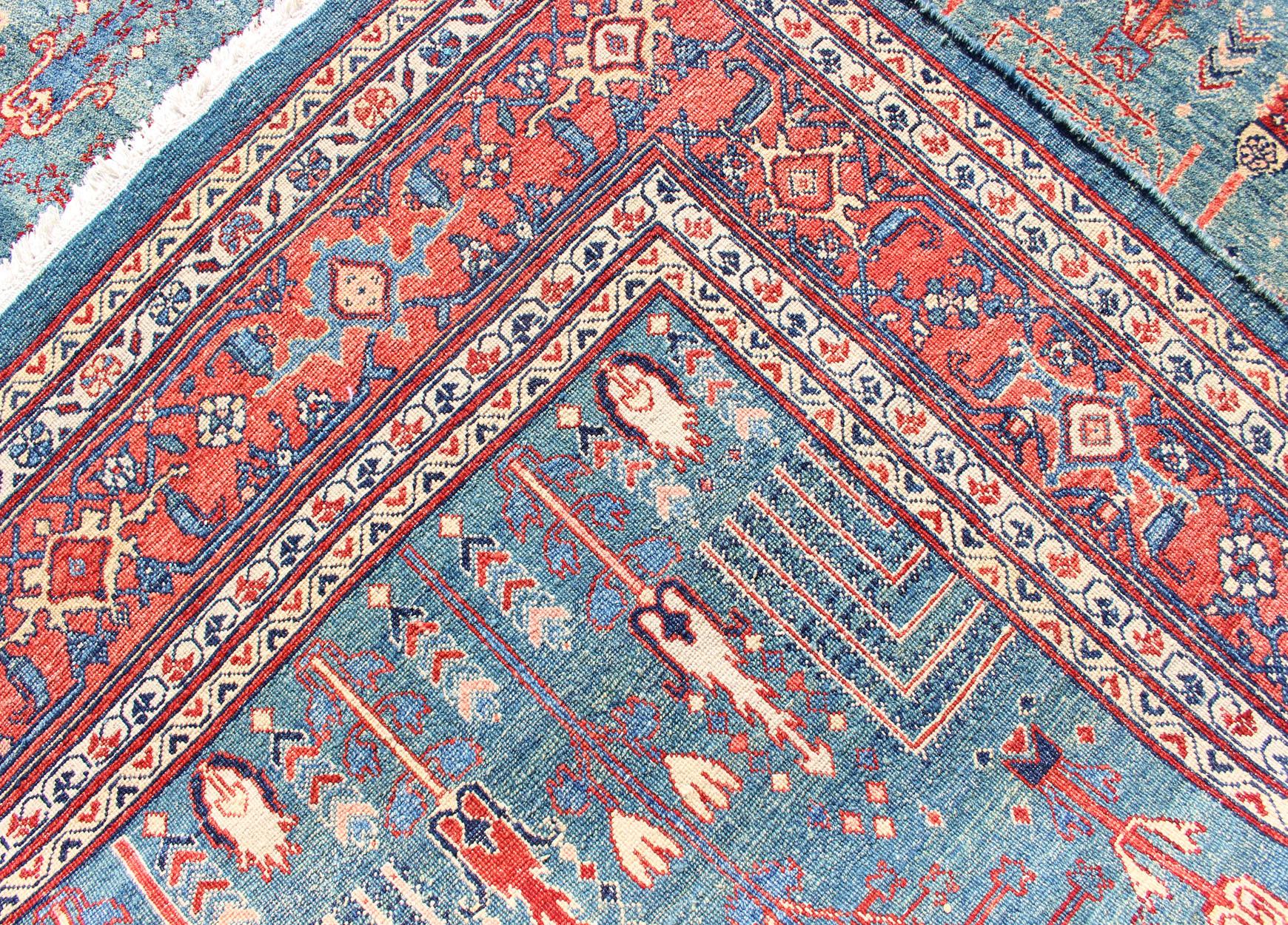 Tapis Bidjar Design avec fond bleu ciel et motifs de jardins complexes11'9 x 18'0 Excellent état - En vente à Atlanta, GA