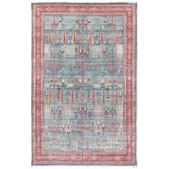 Bidjar Designed Rug with Sky Blue Ground and Intricate Garden Motifs11'9 x 18'0