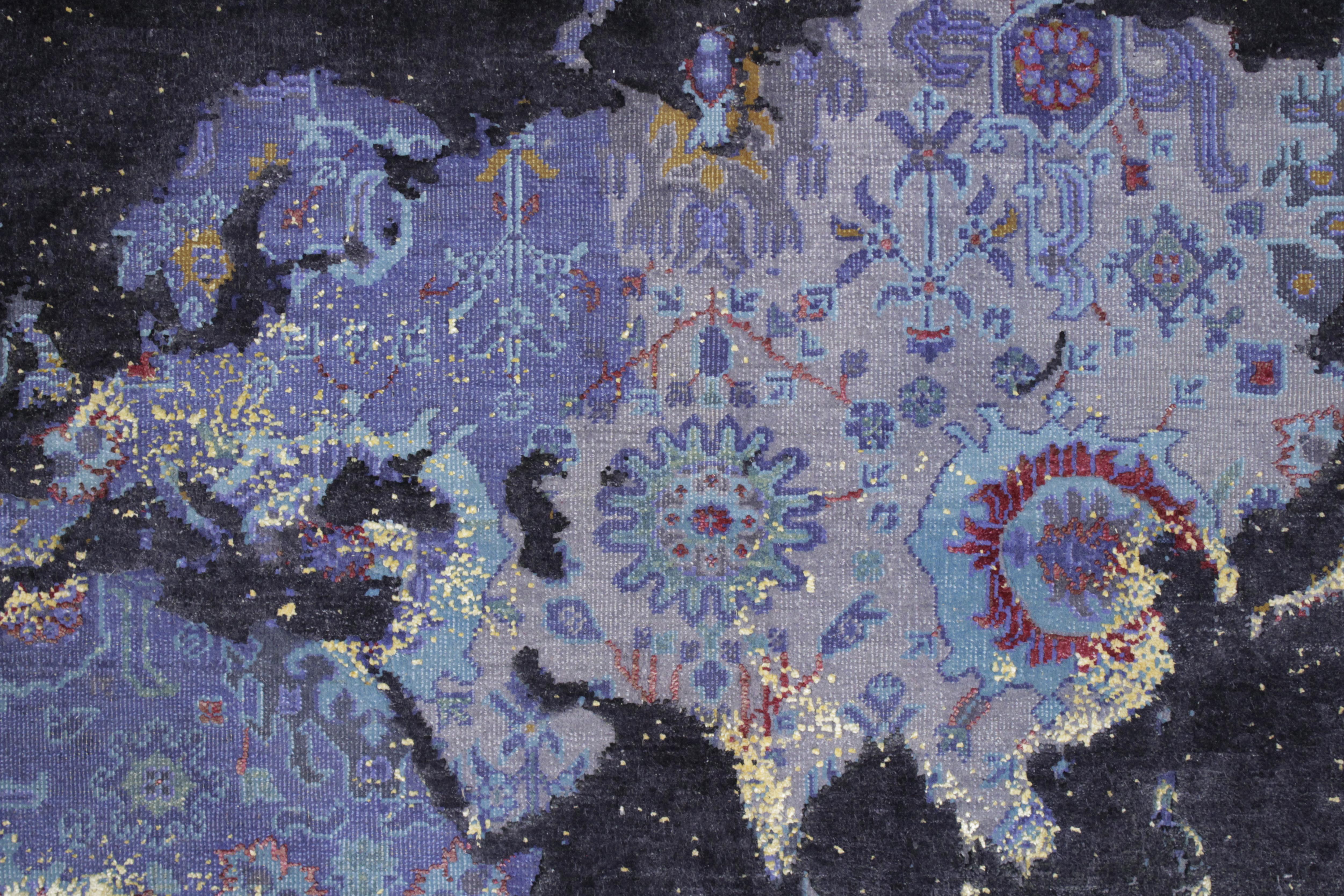 Hand-Knotted Bidjar Paddington World Rug Map Night Version by Jan Kath