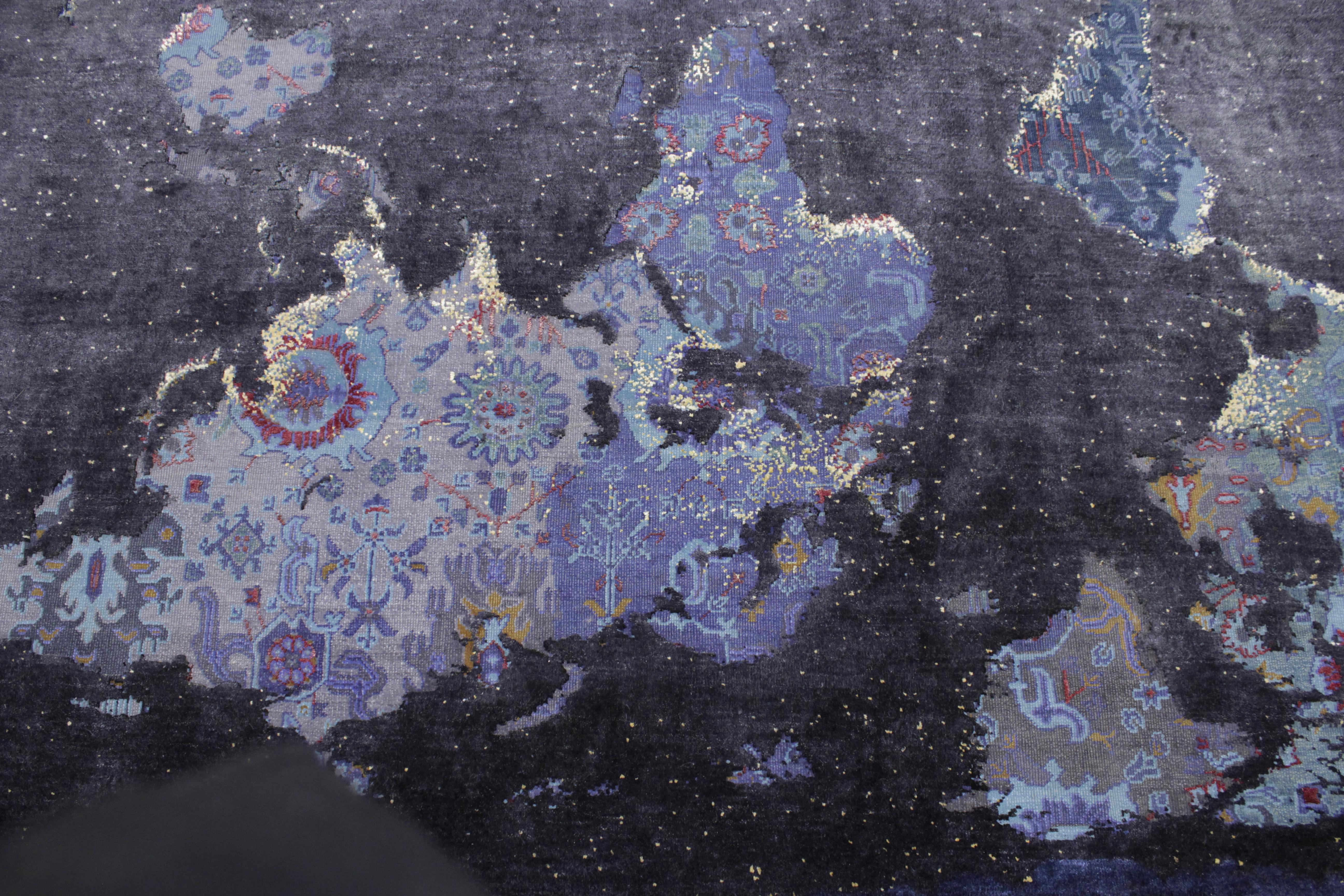 Silk Bidjar Paddington World Rug Map Night Version by Jan Kath