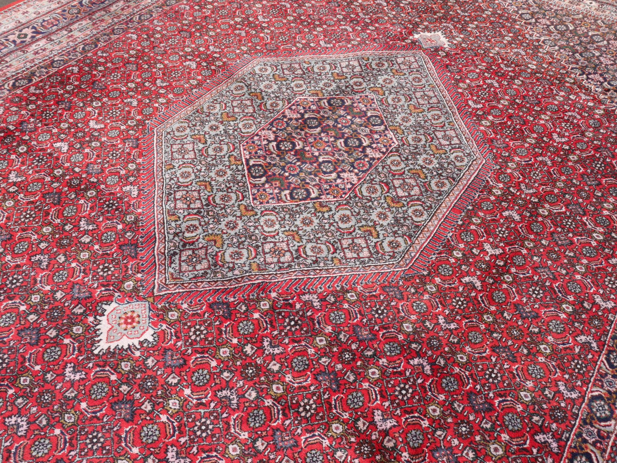 Orientalischer Bidjar-Teppich im Vintage-Stil, handgeknüpft, persisches Design, hergestellt in Indien (Handgeknüpft) im Angebot