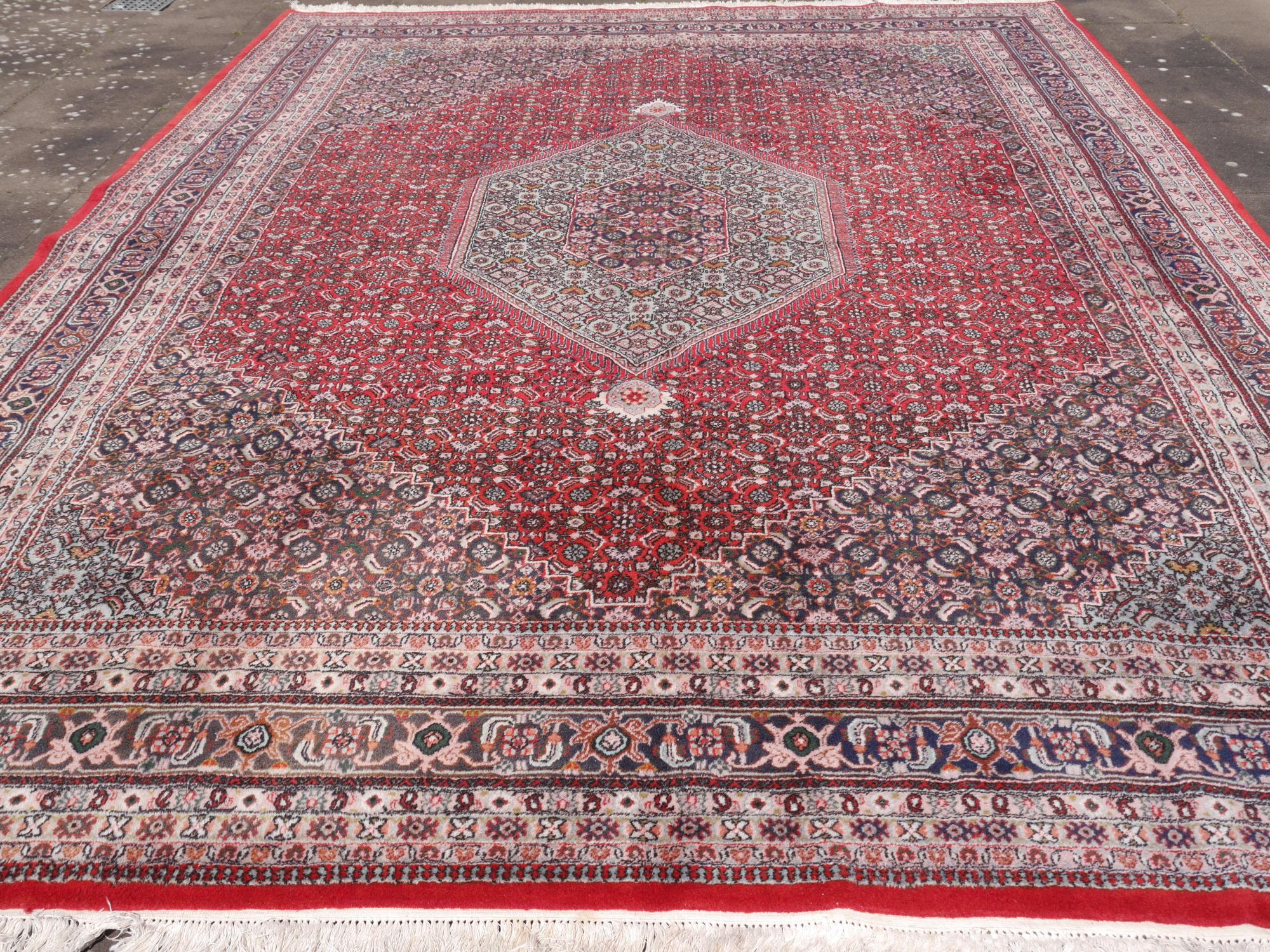 Orientalischer Bidjar-Teppich im Vintage-Stil, handgeknüpft, persisches Design, hergestellt in Indien (Wolle) im Angebot