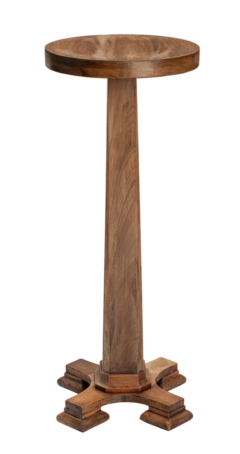 Biedemeier Style Tall Walnut Pedestal Table For Sale at 1stDibs