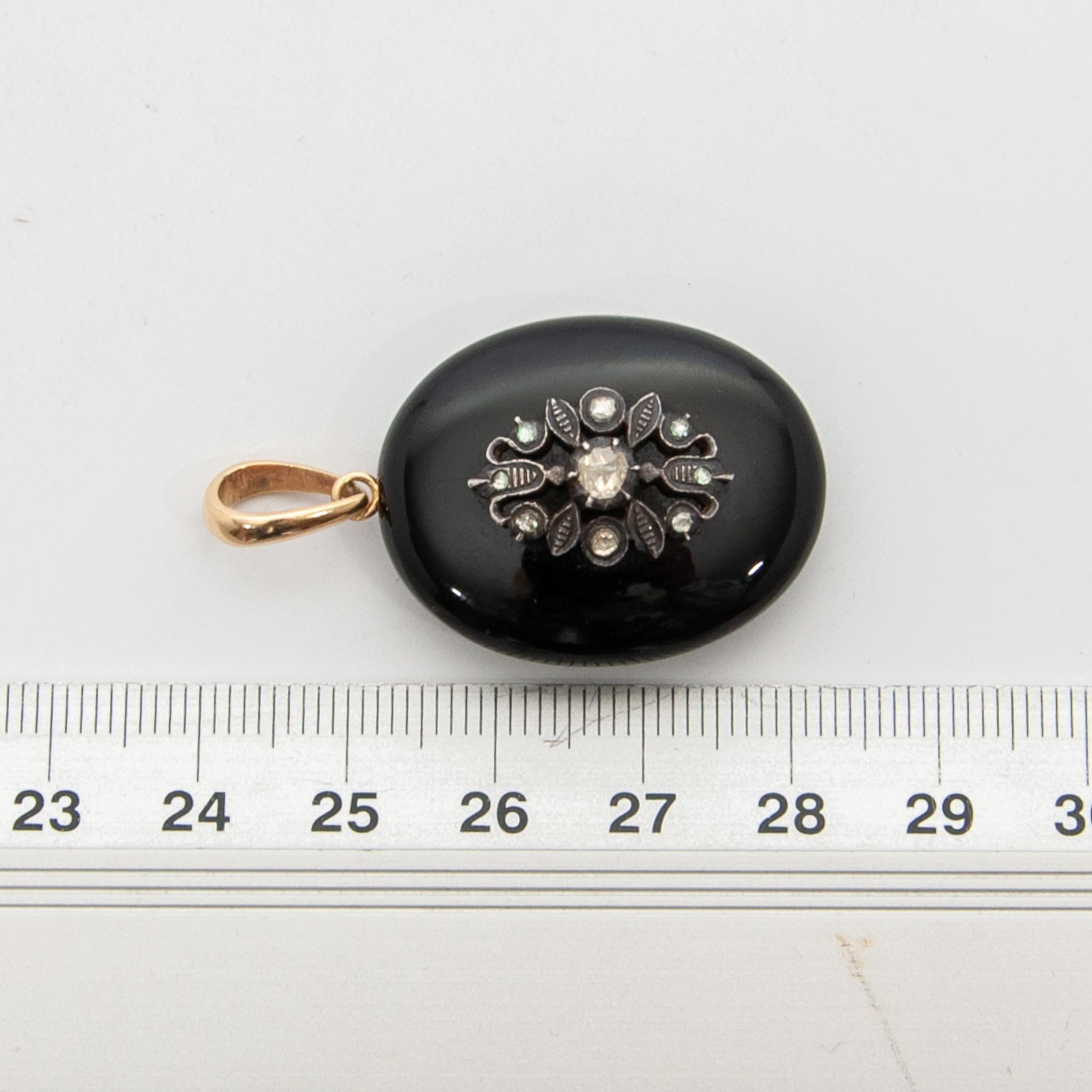 Antique Victorian Diamond and Onyx Locket Pendant For Sale 1