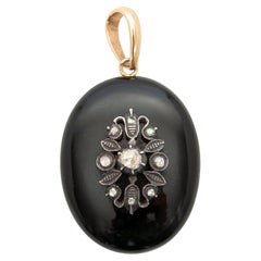 Antique Victorian Diamond and Onyx Locket Pendant