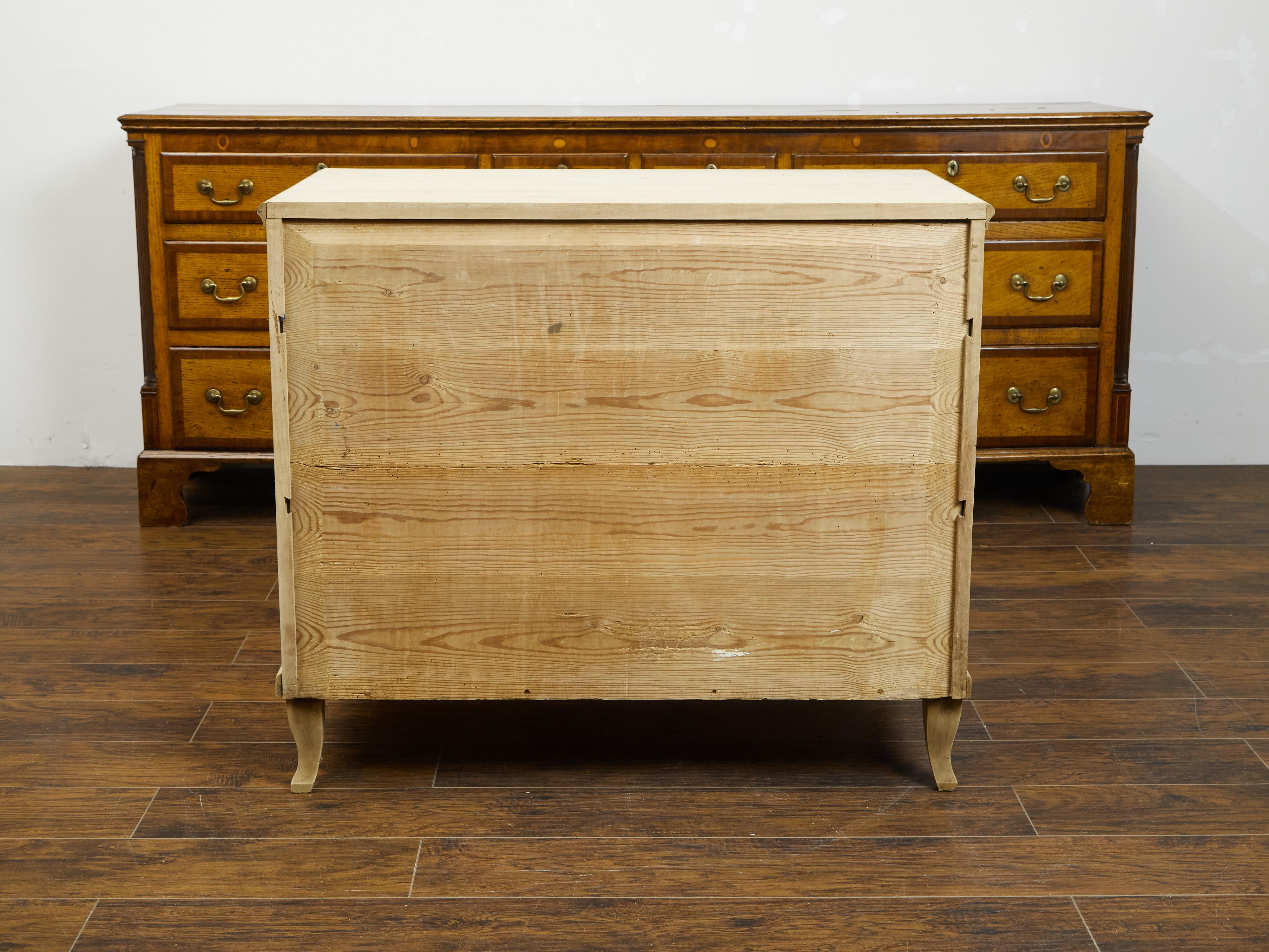Biedermeier 19th Century Bleached Three-Drawer Commode with Petite Columns 2