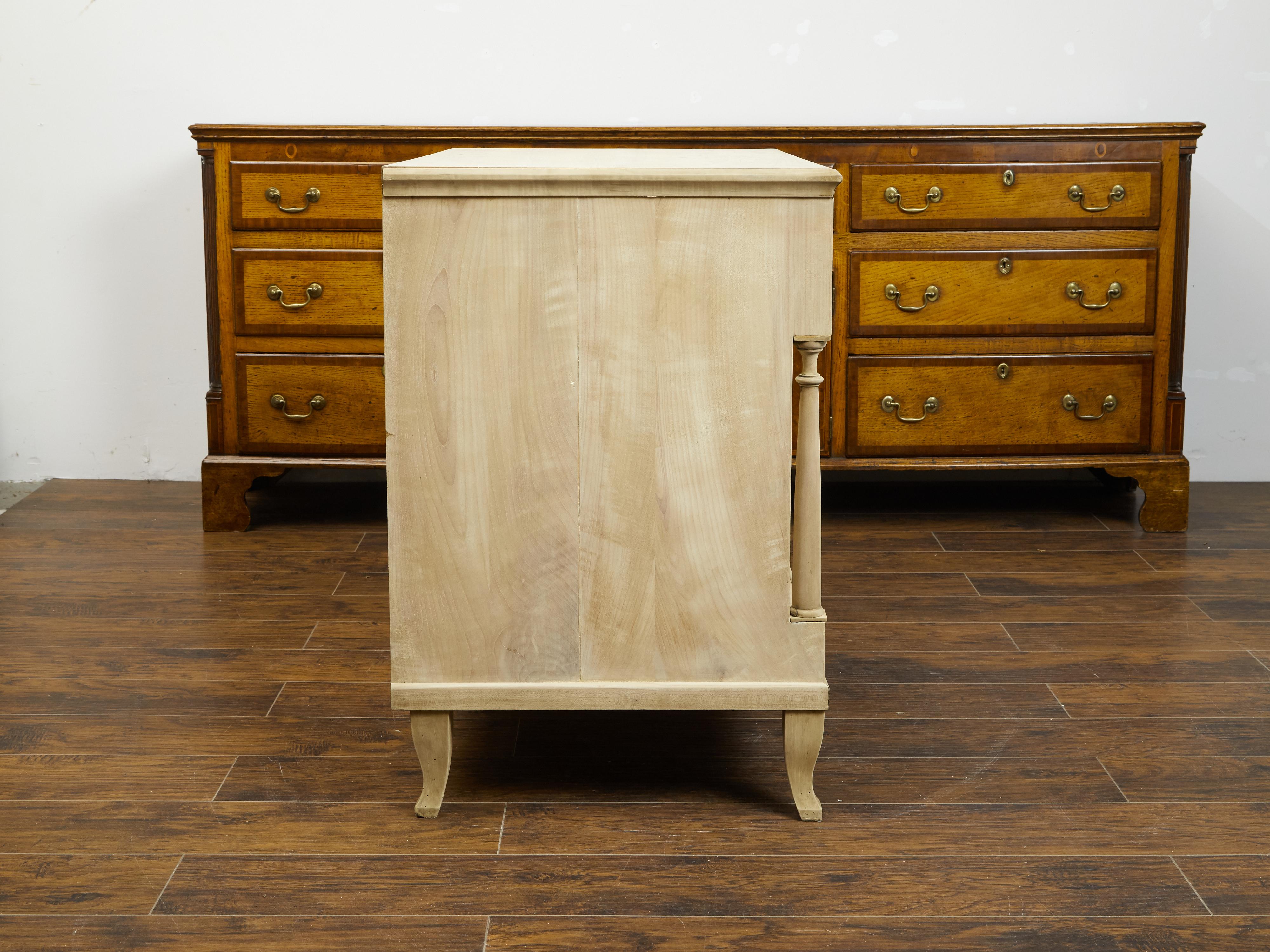 Biedermeier 19th Century Bleached Three-Drawer Commode with Petite Columns 3
