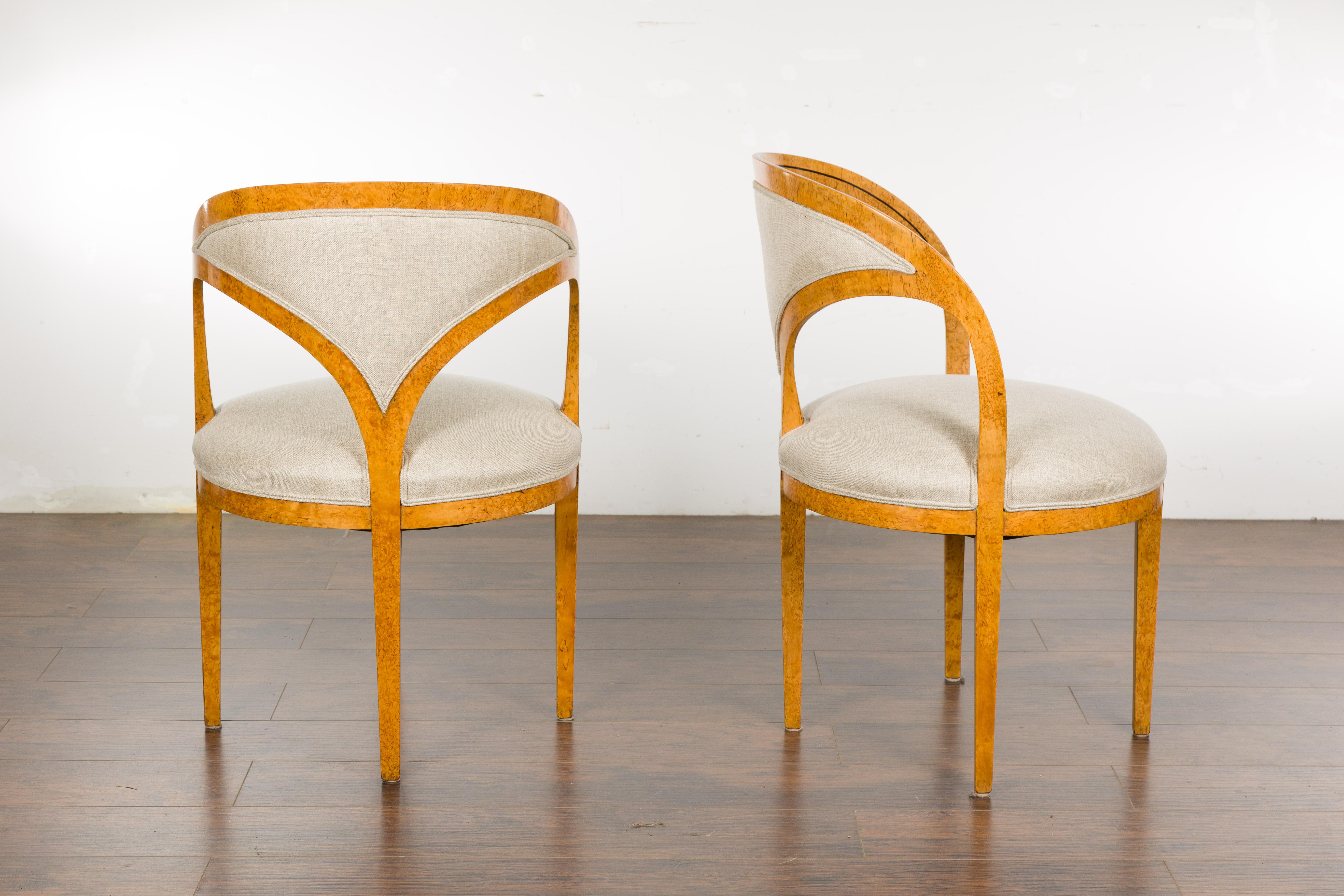 Biedermeier 19th Century Chairs with Ebonized Accents and New Upholstery, a Pair For Sale 9