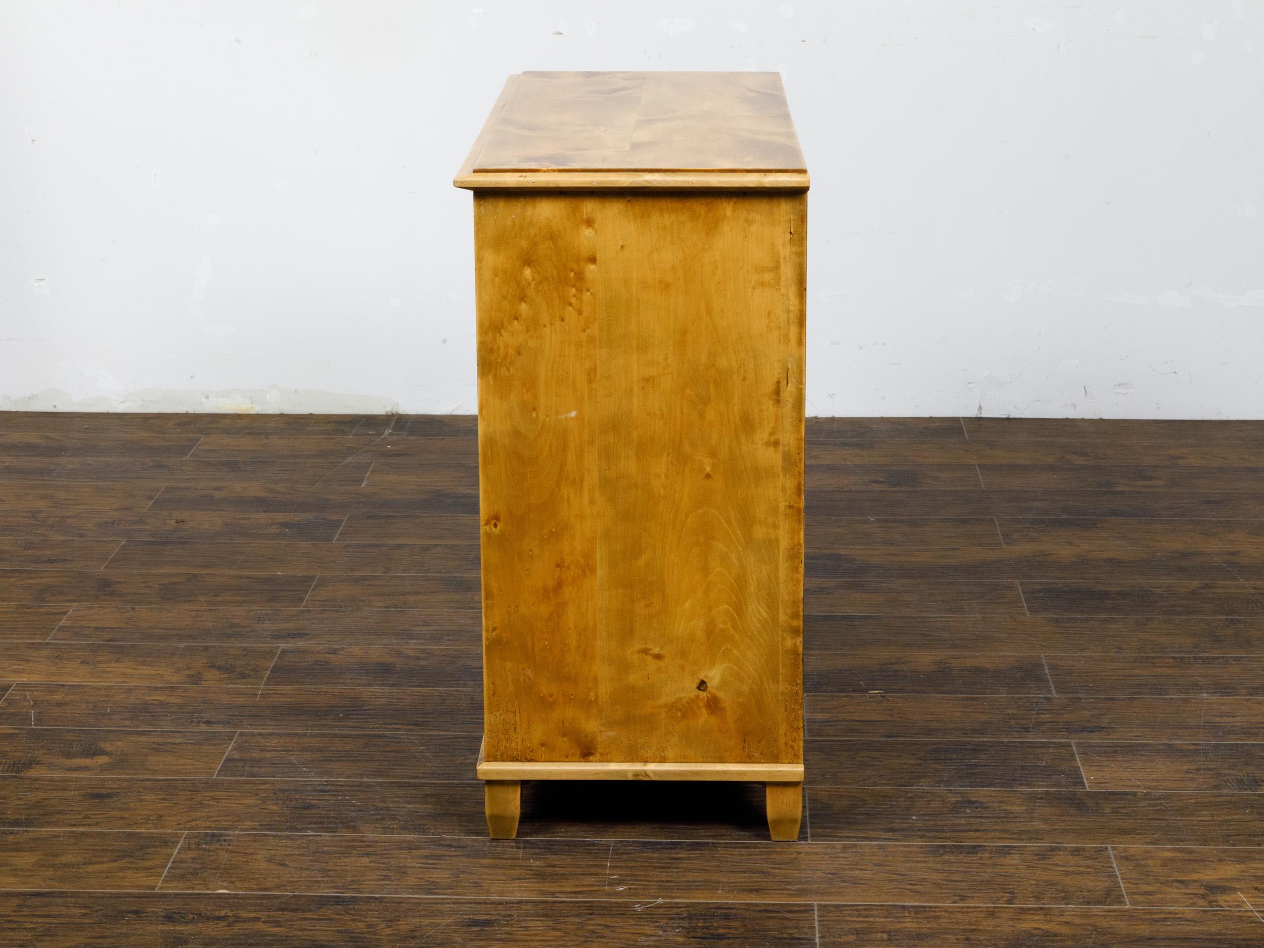 Inlay Biedermeier 19th Century Maple Wood Four-Drawer Chest with Inlaid Escutcheon
