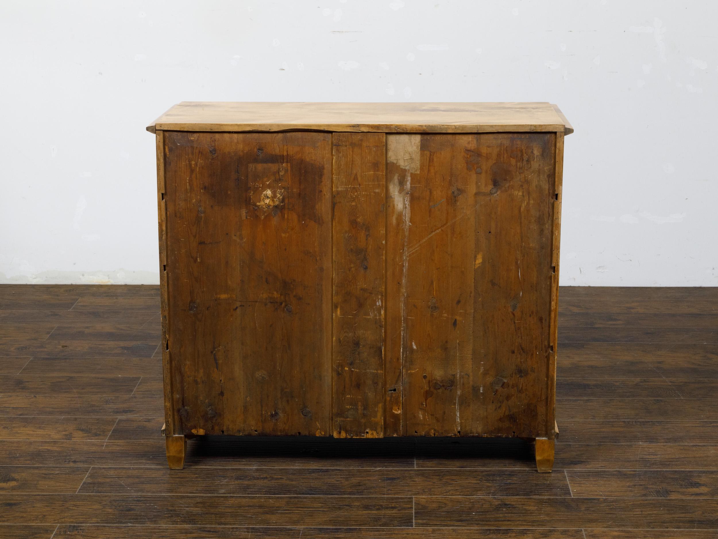 Biedermeier 19th Century Maple Wood Four-Drawer Chest with Inlaid Escutcheon In Good Condition In Atlanta, GA