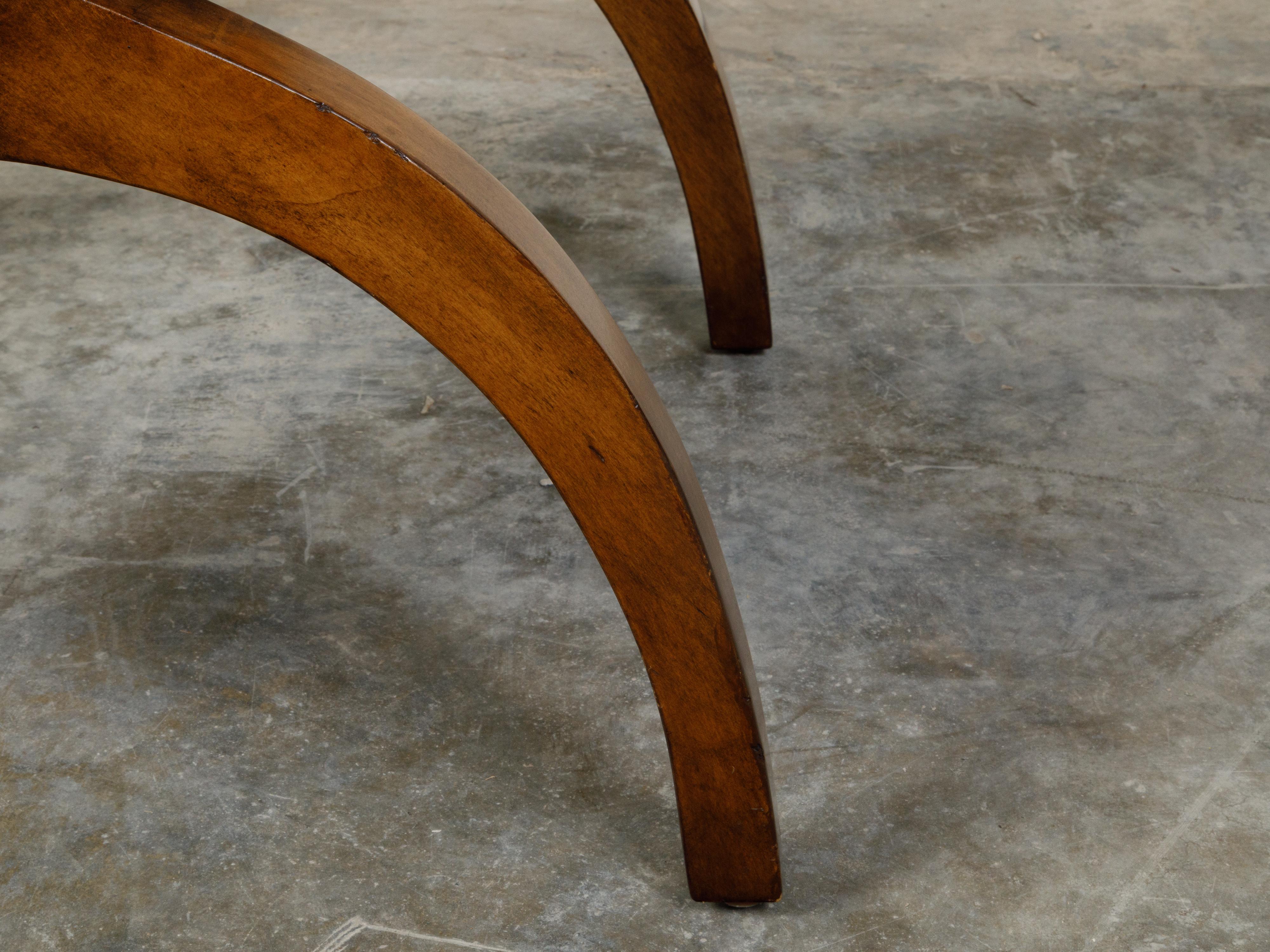 Biedermeier 19th Century X-Form Stool with Out-Scrolling Arms and Cushion For Sale 5
