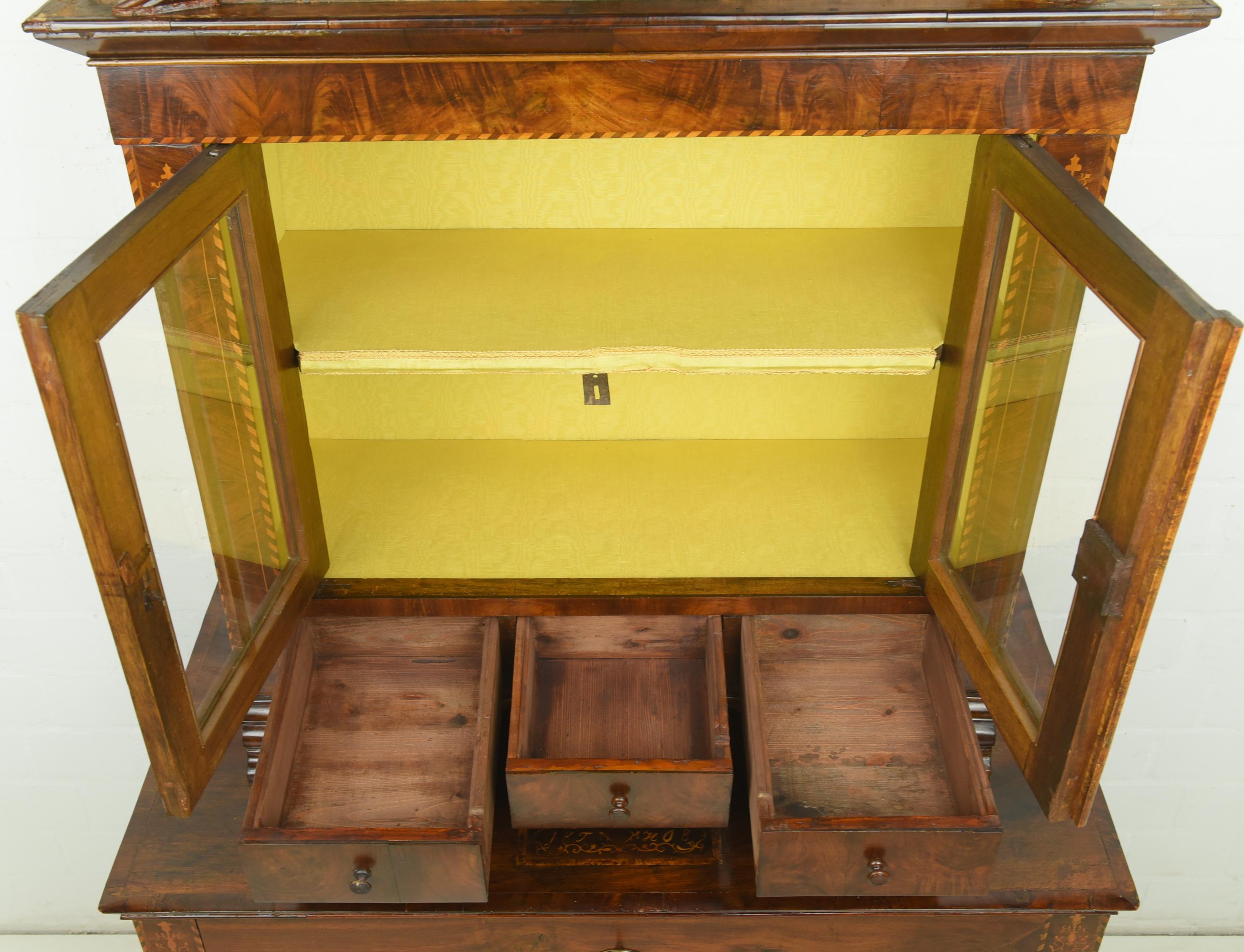 Inlay Biedermeier Anno Buffet Cabinet / Top Chest of Drawers in Walnut, 1808