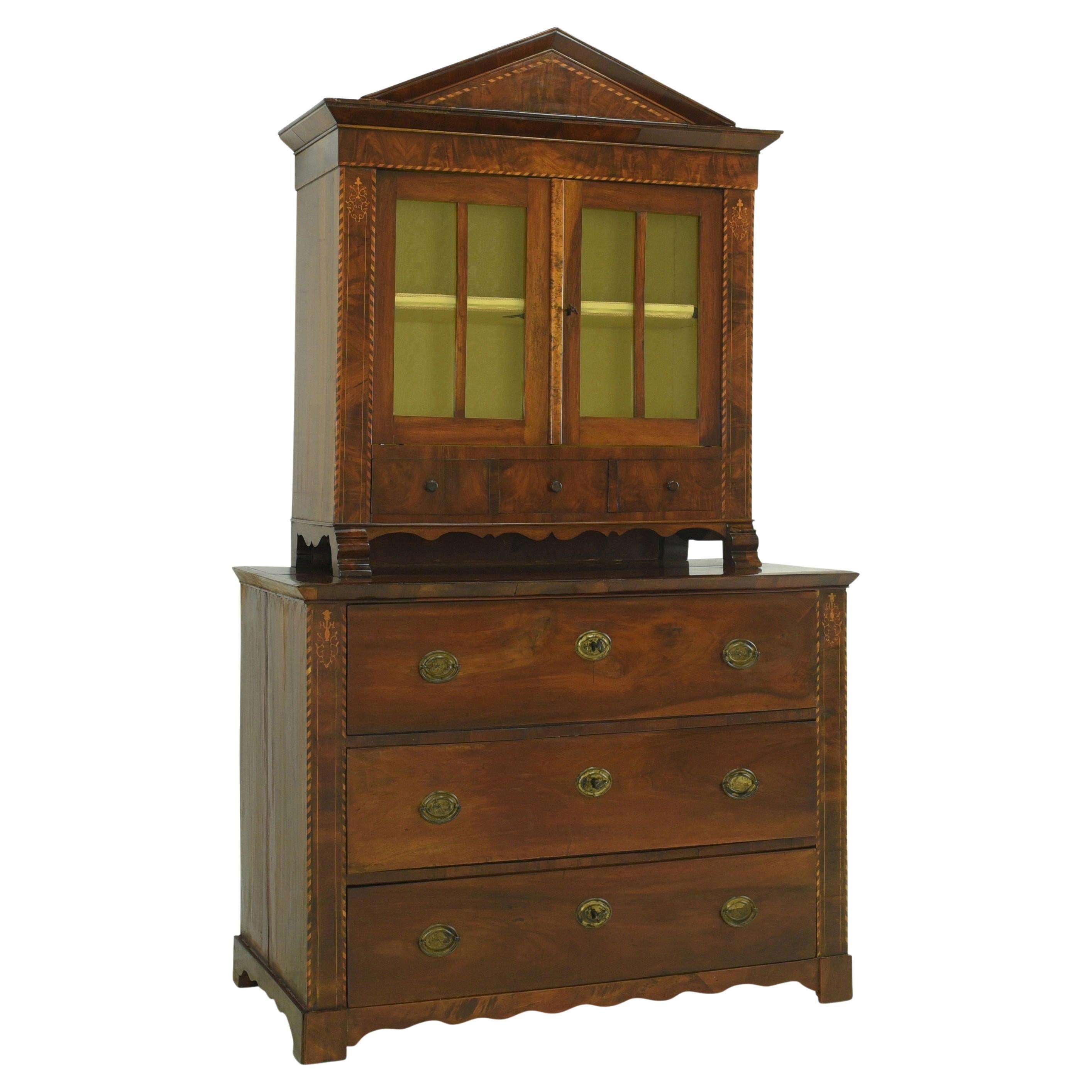 Biedermeier Anno Buffet Cabinet / Top Chest of Drawers in Walnut, 1808