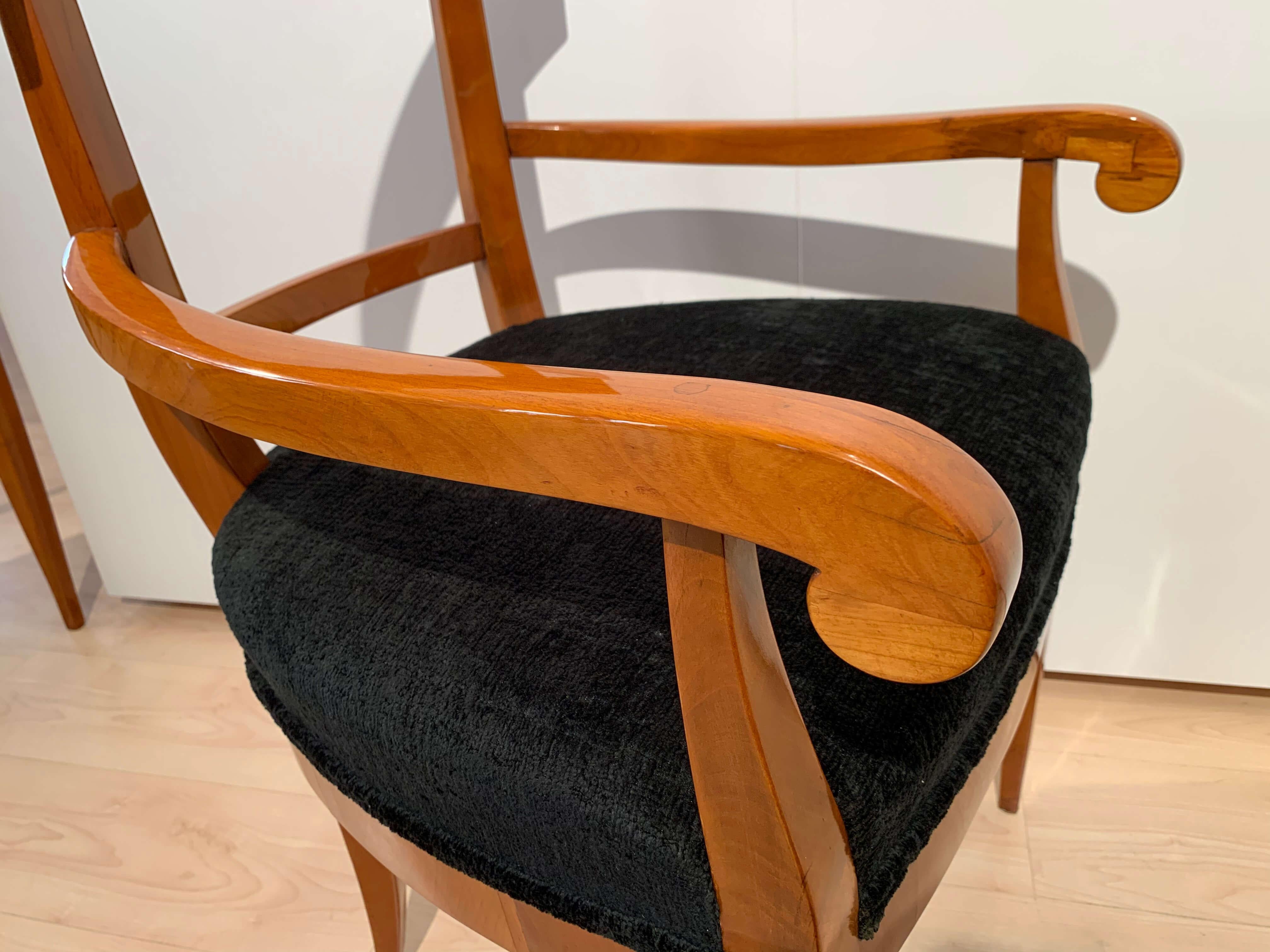 Biedermeier Armchair, Cherry Wood, Black Velvet, South Germany, circa 1830 10