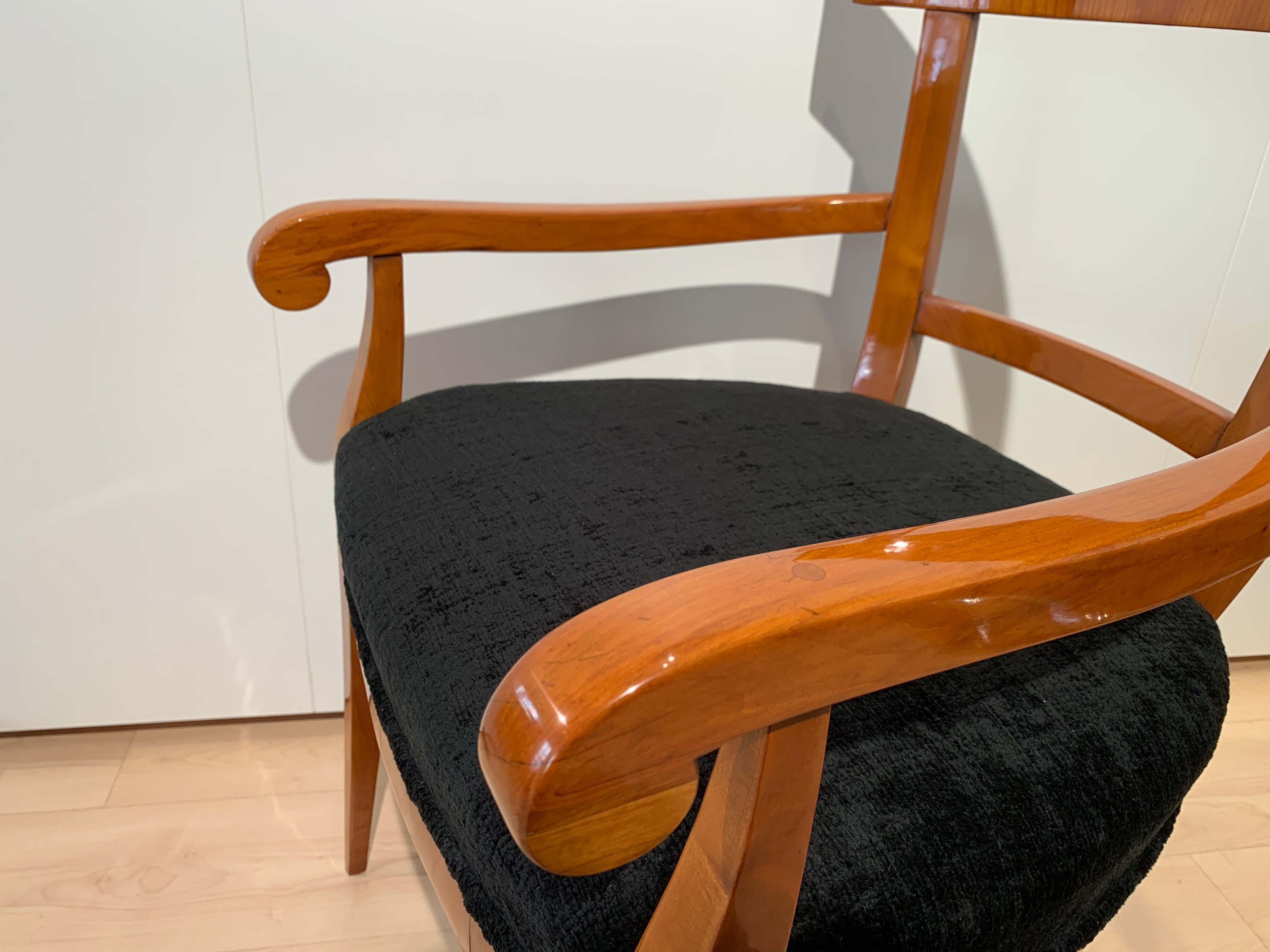 Biedermeier Armchair, Cherry Wood, Black Velvet, South Germany, circa 1830 11