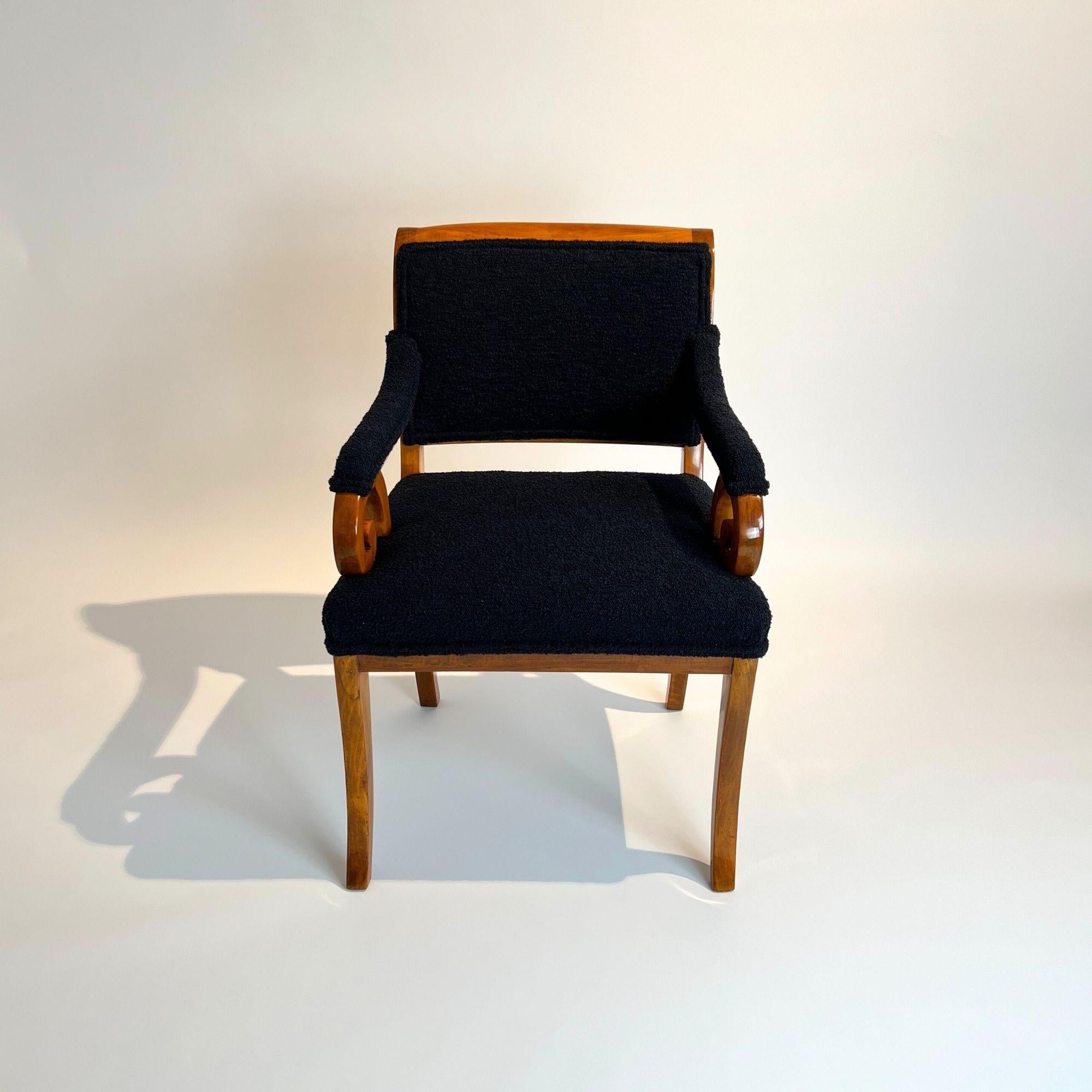 Allemand Fauteuil Biedermeier, Beeche massif, Boucle noire, Allemagne du Sud vers 1830 en vente