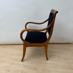 Biedermeier Armchair, Walnut, Black Boucle, South Germany circa 1835