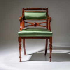 Biedermeier Armchair, Wood and Satin, Openwork Design, 1830s, Germany
