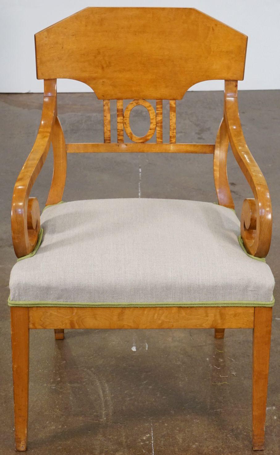 Biedermeier Armchairs of Satinwood with Linen Seats, Priced Individually 7