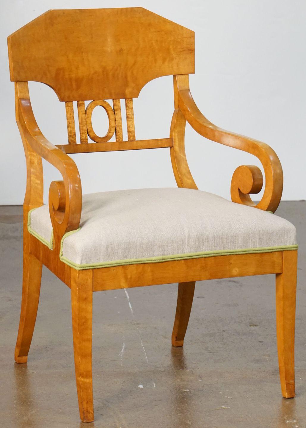Biedermeier Armchairs of Satinwood with Linen Seats, Priced Individually 9