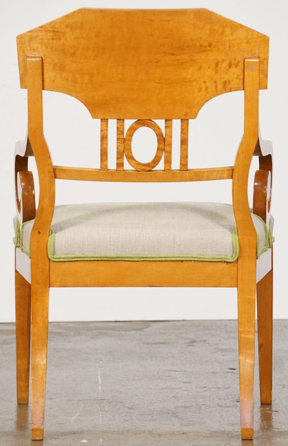 Biedermeier Armchairs of Satinwood with Linen Seats, Priced Individually 13