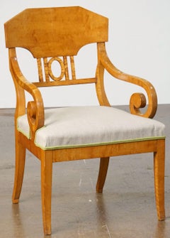 Biedermeier Armchairs of Satinwood with Linen Seats, Priced Individually