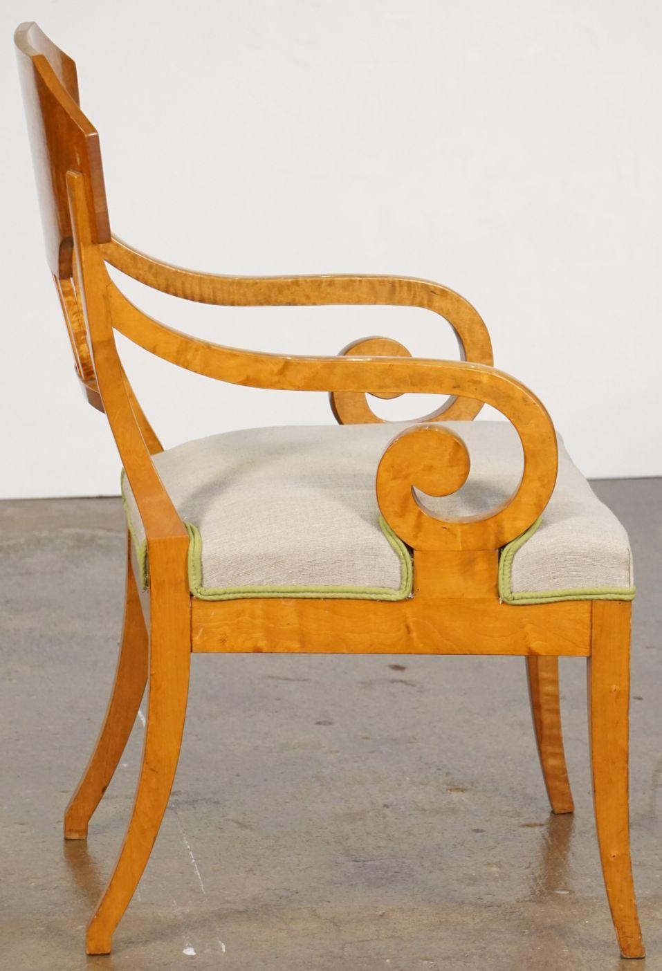 19th Century Biedermeier Armchairs of Satinwood with Linen Seats, Priced Individually