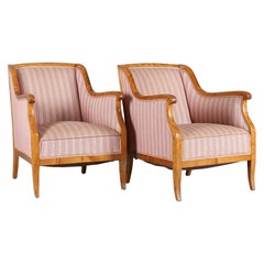 Biedermeier Armchairs Pair of 19th Century Honey Bentwood Arms Tub Chairs