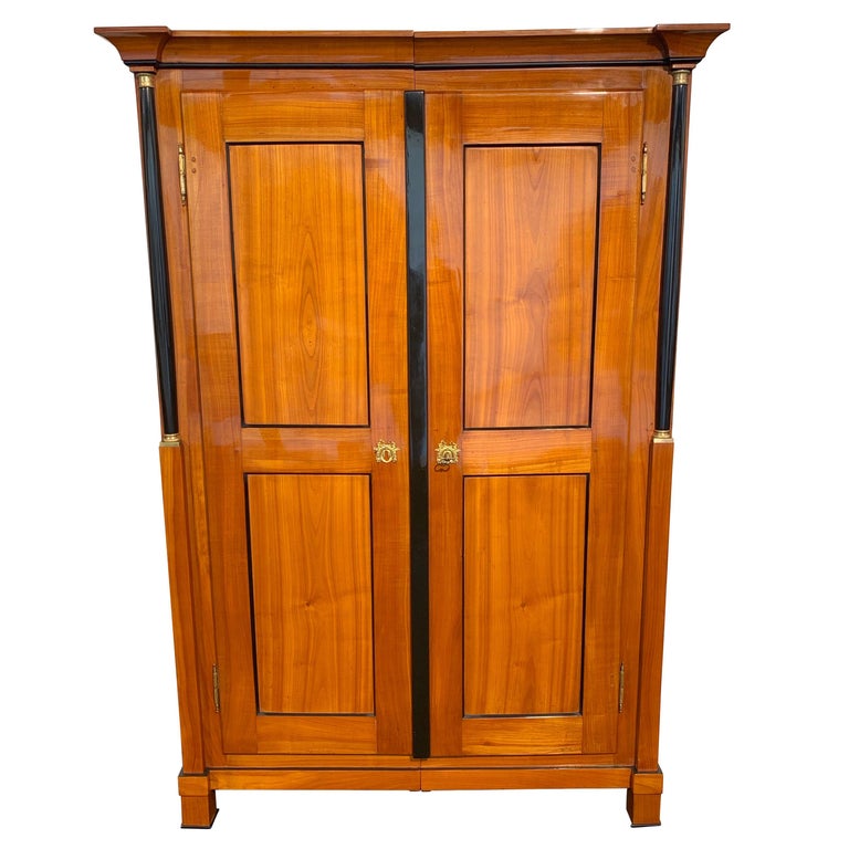 Large Biedermeier Armoire Cherry Solid, Solid Cherry Armoire