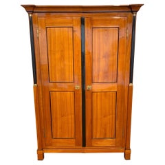 Biedermeier Armoire, Cherry Wood, Brass, South Germany, circa 1820