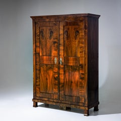 Biedermeier Walnut Armoire, Two-Door Wardrobe, Austria, Circa 1830