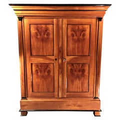 Antique Biedermeier Armoire or Wardrobe, Cherry wood, South German, 1810-1820