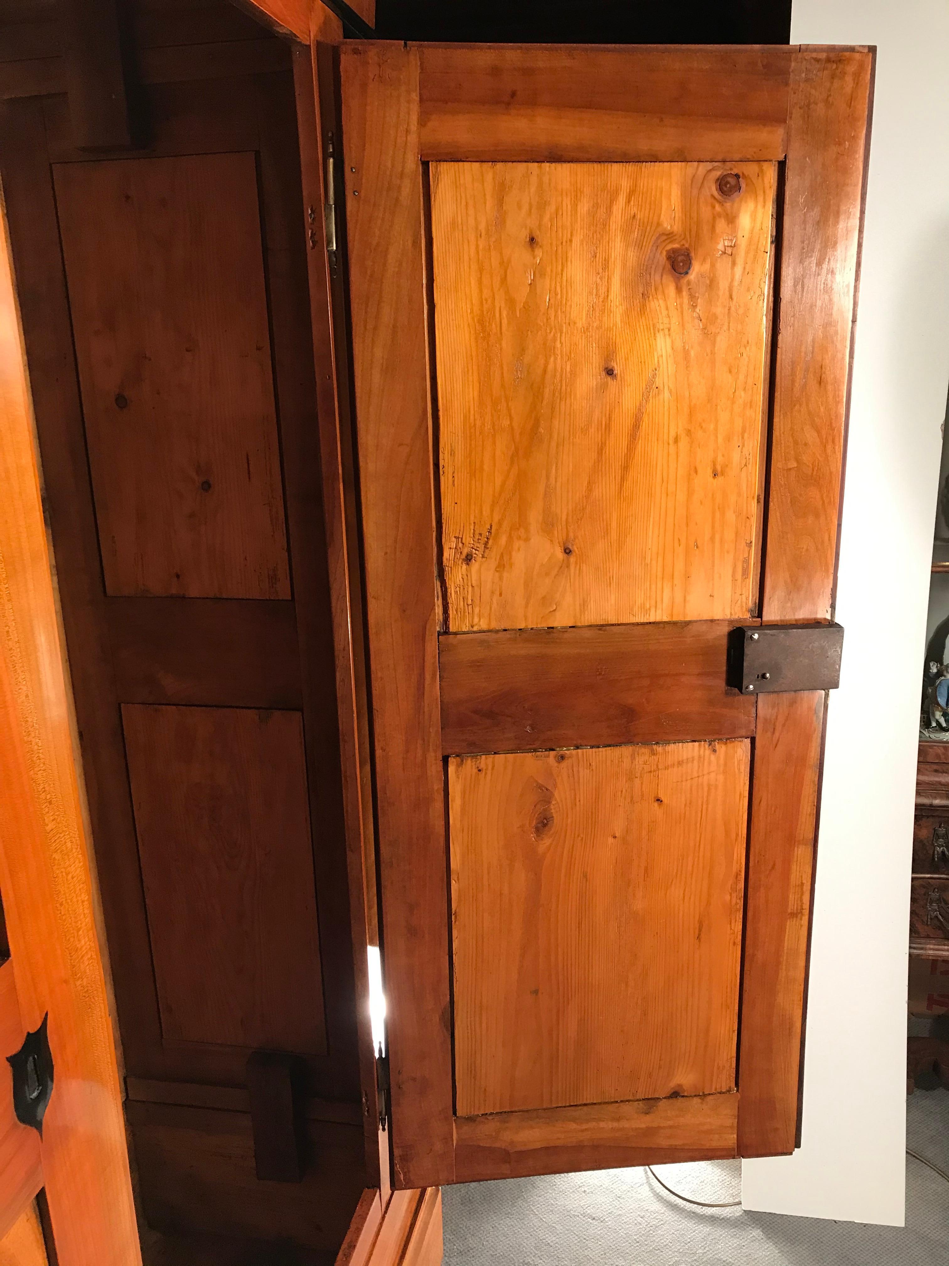 Biedermeier Armoire or Wardrobe, South Germany, 1820, Walnut and Cherry Veneer For Sale 7