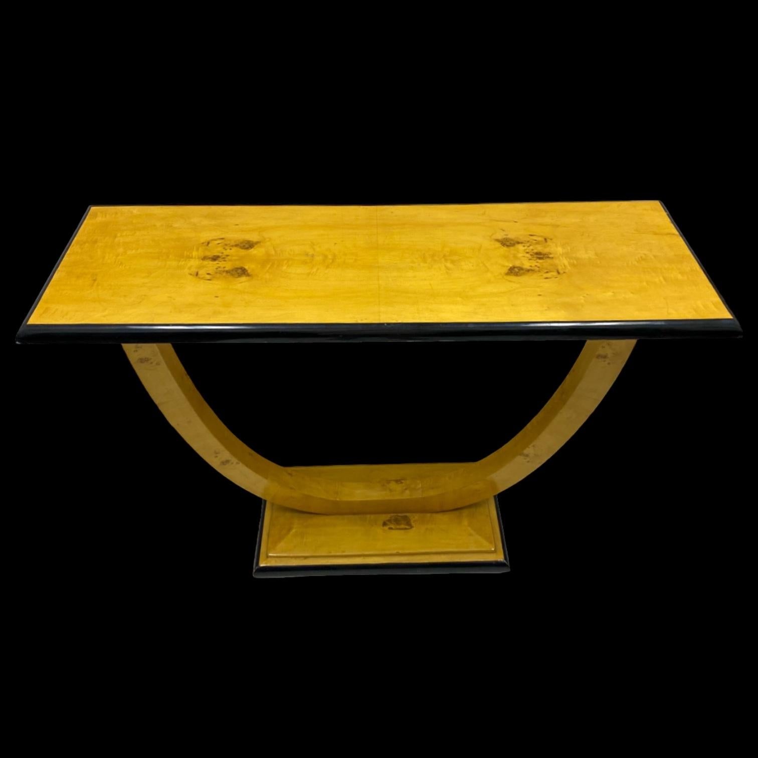Console Biedermeier de style Art Déco en loupe de bois de citronnier Bon état à Kennesaw, GA