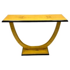 Console Biedermeier de style Art Déco en loupe de bois de citronnier
