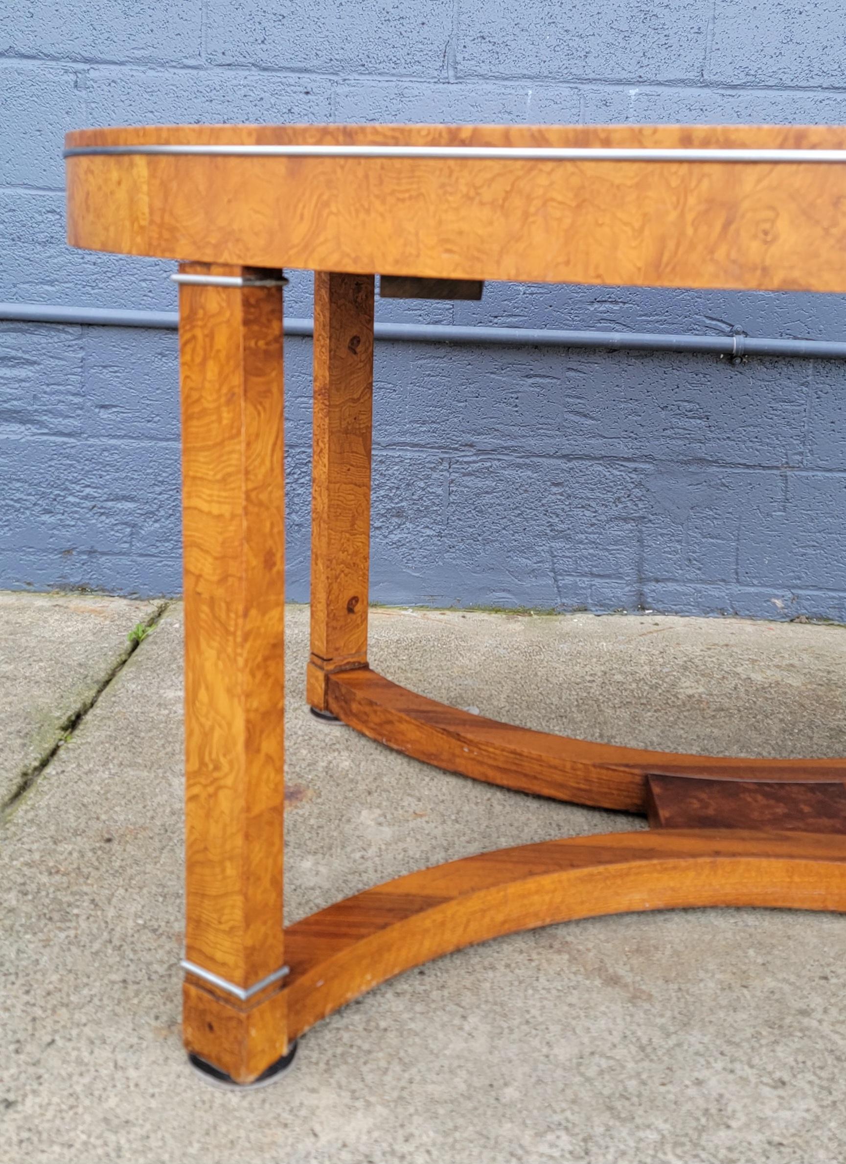 Biedermeier / Art Deco Style Burl Wood Oval Expanding Dining Table 7