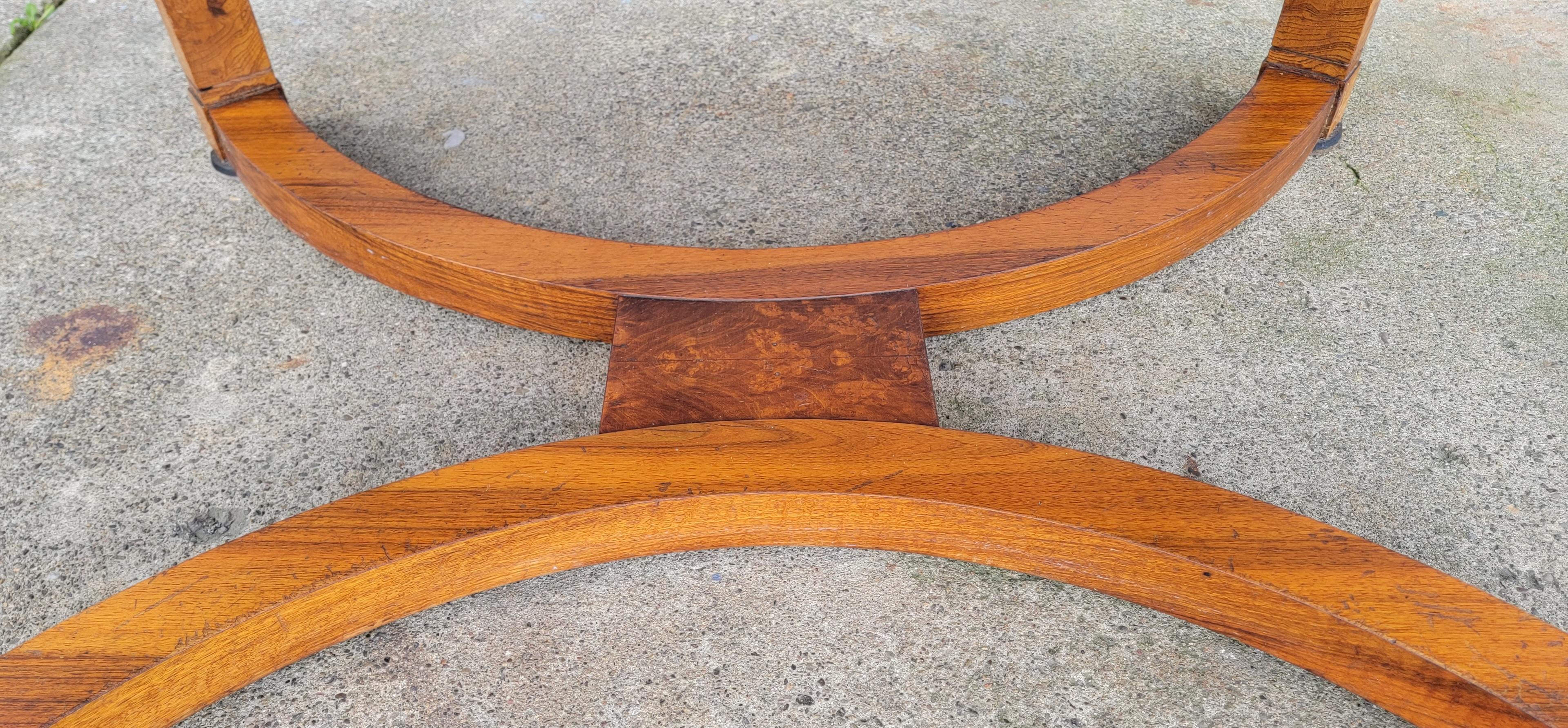 Biedermeier / Art Deco Style Burl Wood Oval Expanding Dining Table 9