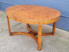 Biedermeier / Art Deco Style Burl Wood Oval Expanding Dining Table
