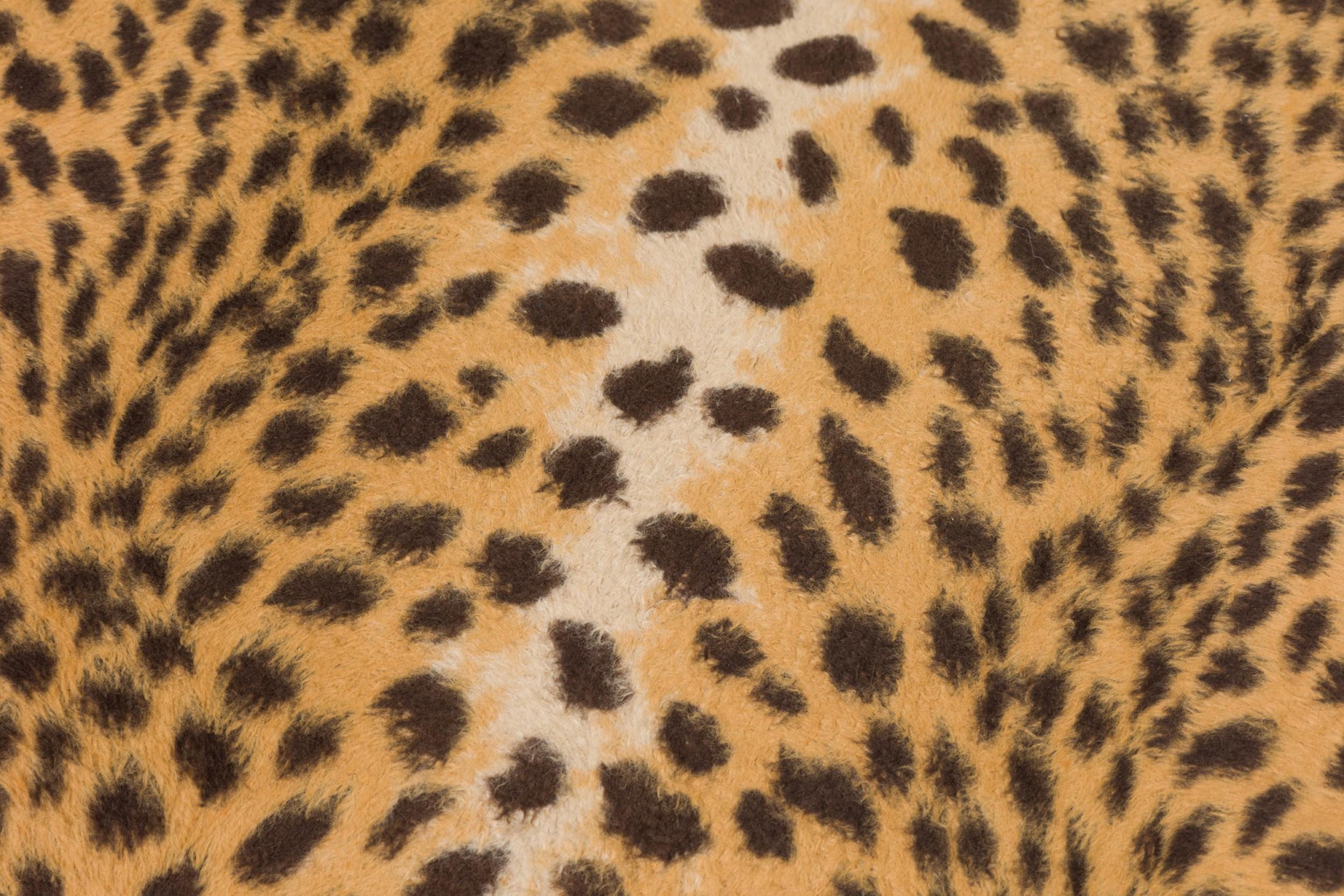 Biedermeier Austrian Leopard Print Upholstered Bench 1